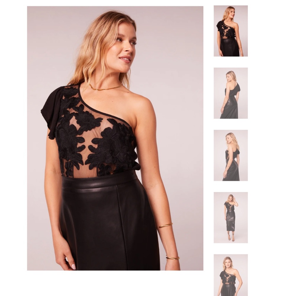 BAND OF THE FREE KALLITHEA BLACK SHEER EMBROIDERY BODYSUIT